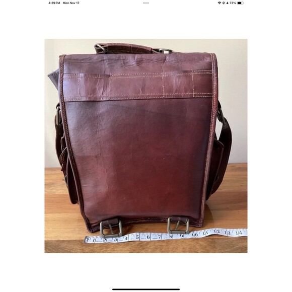 Genuine Leather Mens Large Brown Converter Backpack/Satchel Laptop Briefcase VTG - Picture 9 of 11